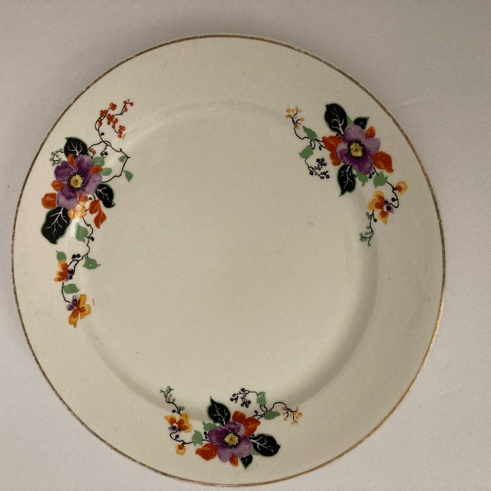 Aladdin Thom Pson purple orange flower salad plate gold trim salad plate 8 Inch